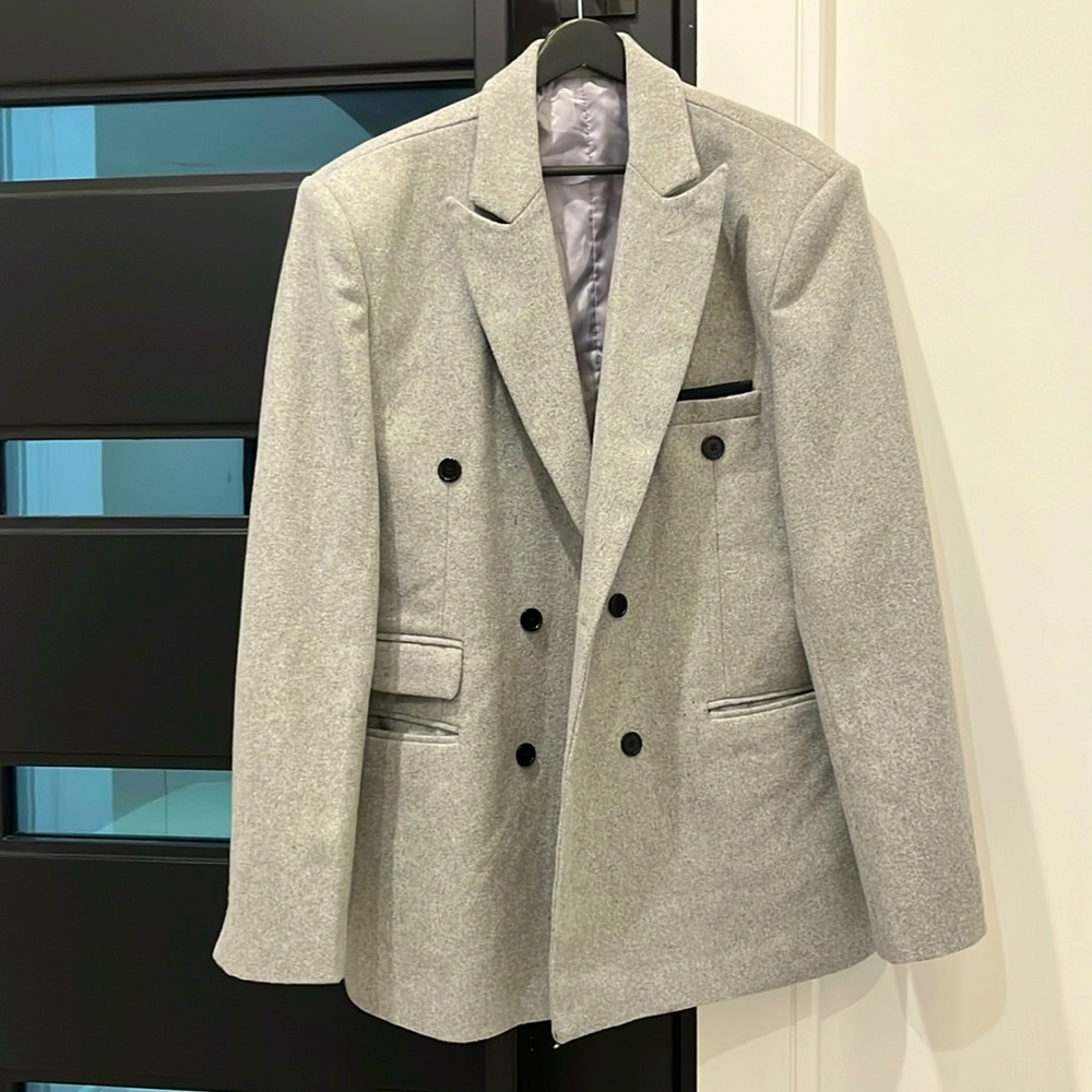 Gray wool blazer new with no tags